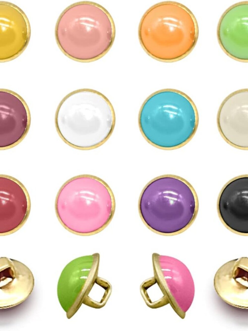 120 Pcs 10mm Pearl Buttons Half Resin Dome Cap with Metal Shank Single Hole Deco